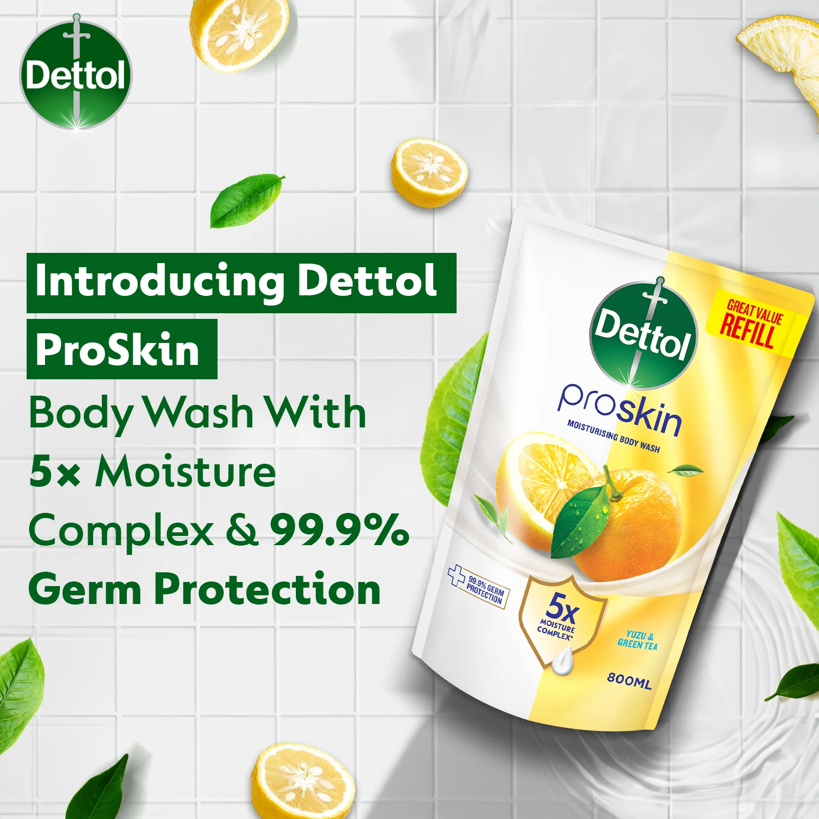 DETTOL SHOWER GEL GREEN TEA & BERGAMOT (VALUE REFILL) 720G - Image 4