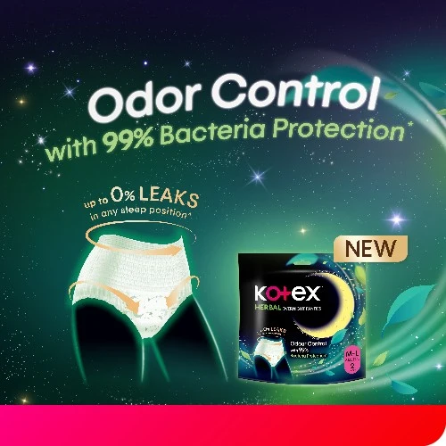 KOTEX OVERNIGHT PANTIES HERBAL S/M 2S - Image 8