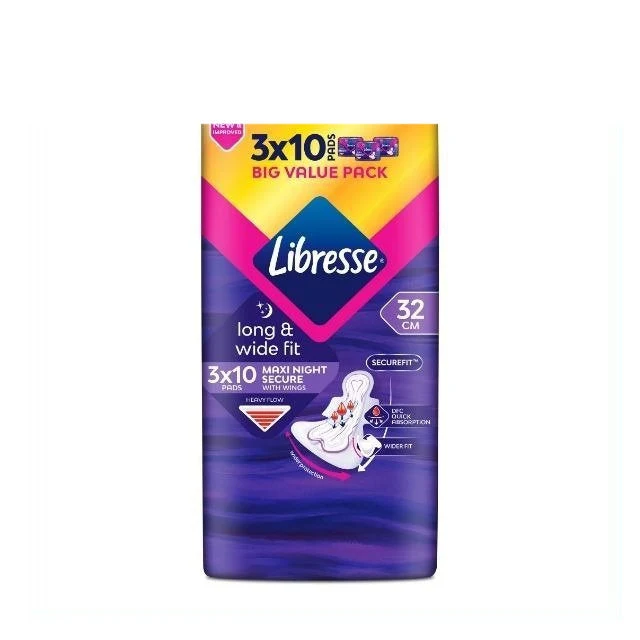 LIBRESSE MAXI NIGHT SECURE 32CM WINGS 10SX3
