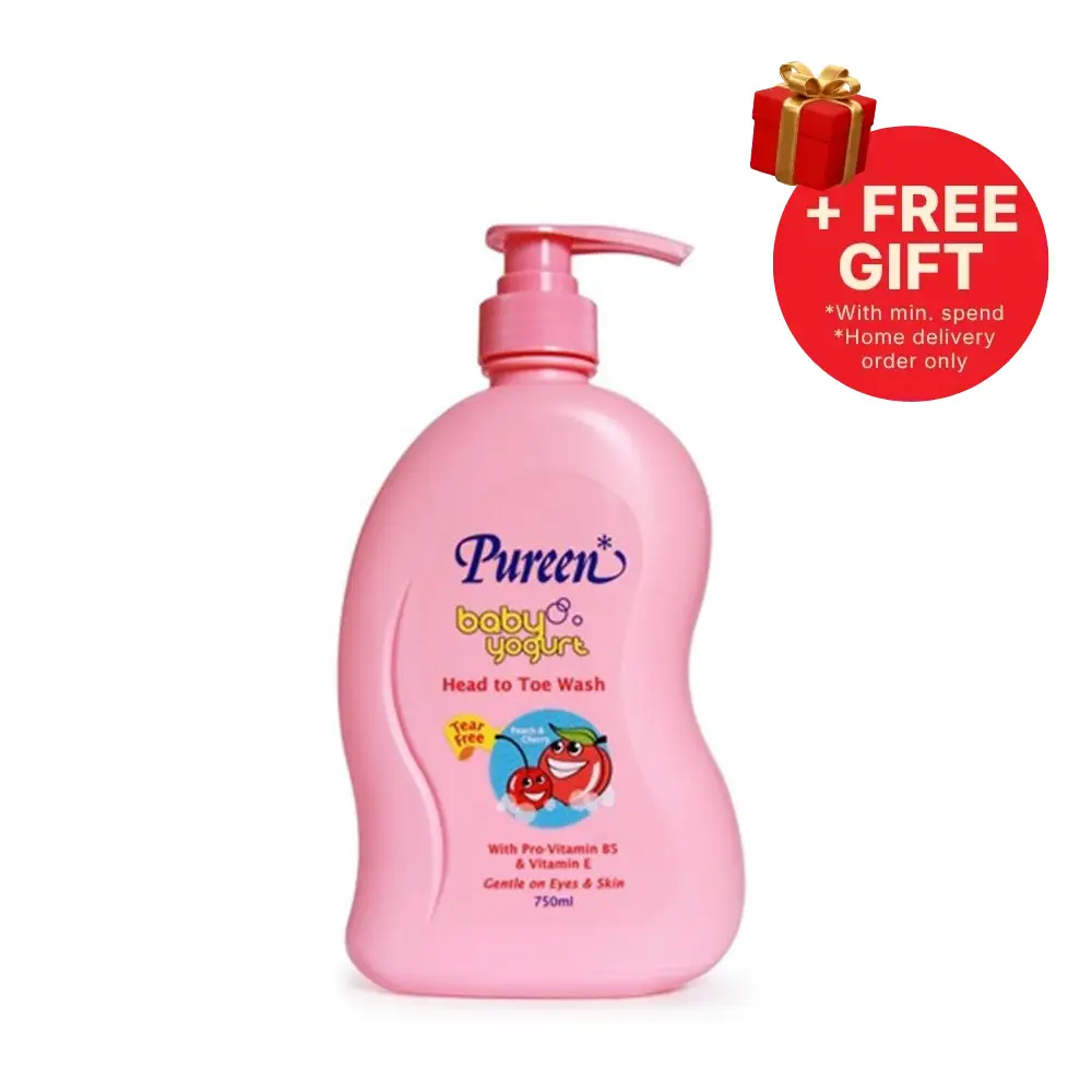 PUREEN BABY YOGURT HEAD TO TOE WASH PEACH & CHERRY 750ML
