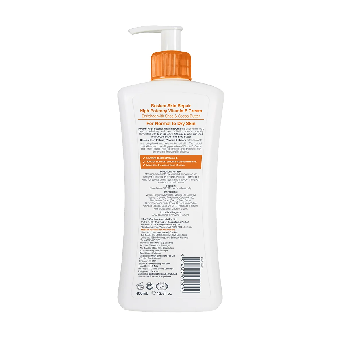 ROSKEN HIGH POTENCY VITAMIN E CREAM 400ML - Image 2